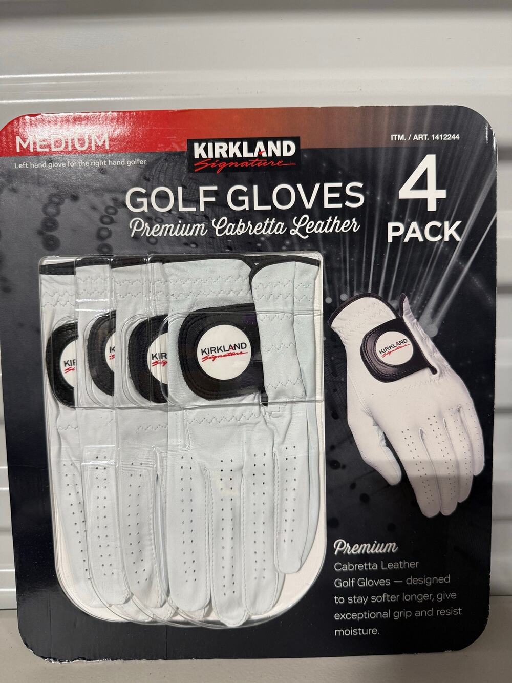 Kirkland Signature Premium Cabretta Leather Golf Gloves Medium Size